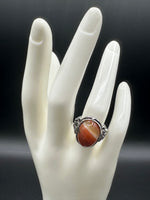 Vintage Style Carnelian Stainless Steel Adjustable Ring #8