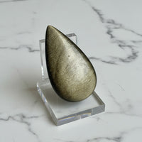 Natural Golden Sheen Obsidian Pearshape Large Cabochon #4