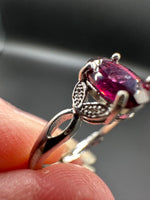 Natural Purple Garnet Adjustable Stainless Steel Ring – Faceted Gemstone Ring