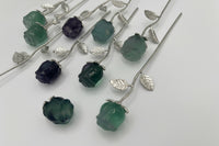 Fluorite Forever Roses with Silvertone Stem
