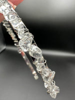 Pink, Blue & Silver Handmade Natural Crystal Crown Headband – Aura-Coated Crystal Points & Crescent Moon