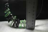Green & Black Handmade Natural Crystal Crown Headband – Aura-Coated Crystal Points & Crescent Moon