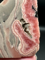 Natural Rhodochrosite Slab #19 – Pink Banded Mineral Specimen with Gray Matrix