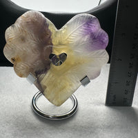 Rainbow Fluorite Decorative Carved Heart with Stand #6