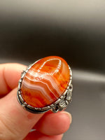Vintage Style Carnelian Stainless Steel Adjustable Ring #1