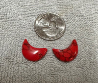 Red Howlite Imitation Moon Pair