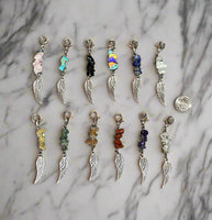 Pack of 12 Gemstone & Feather Pendants with Lobster Claw Clasp