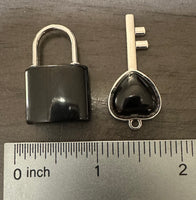 Black Obsidian Key and Lock Pendant Set