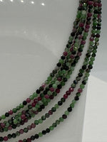 Natural 2mm Ruby Zoisite Faceted Necklaces