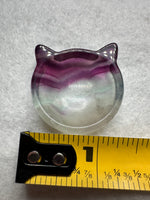 Cat Head Shape Rainbow Fluorite Bowl Carving #1