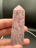 Rhodochrosite Four-Sided Tower #10 – Soft Pink, Cream & Tan Natural Matrix