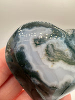 Moss Agate Carved Heart #1