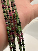 Natural 2mm Ruby Zoisite Faceted Necklaces