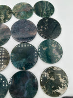 Moss Agate Round Polished Slices, Set of 3
