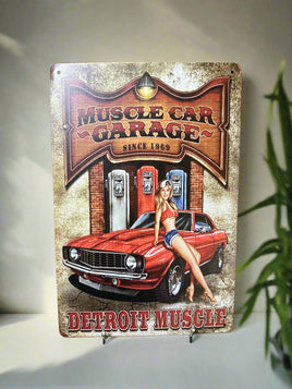 Muscle Car Garage Novelty Tin Sign