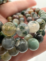Natural Indian Moss Agate 6mm Bracelet 7.5”