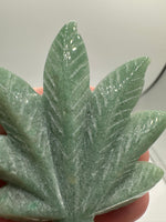 Green Aventurine Cannabis Leaf Carving #1