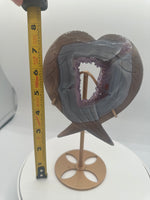 Amethyst Agate Heart Wings Carving with Stand #2