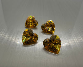 Yellow Cz 10mm Heart Shape