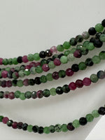 Natural 2mm Ruby Zoisite Faceted Necklaces