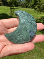 Moss Agate Carved Moon #8