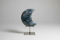Moss Agate Carved Moon #1