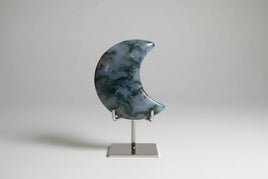 Moss Agate Carved Moon #1