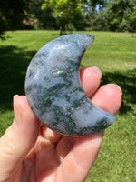 Moss Agate Carved Moon #1