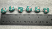 Turquoise Cat Face Ceramic Bead Strand – Hand-Painted Jewelry Making Beads