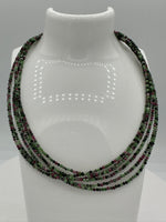 Natural 2mm Ruby Zoisite Faceted Necklaces