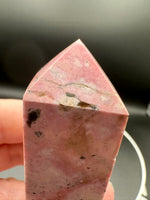 Rhodochrosite Four-Sided Tower #10 – Soft Pink, Cream & Tan Natural Matrix