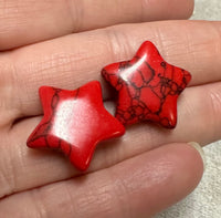 Red Howlite Imitation Star Pair