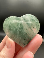 Green Mica in Quartz Heart | Polished Natural Crystal Heart | Green Mica Quartz Pocket Stone BIN #2