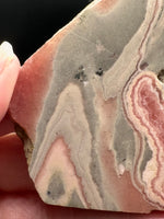 Natural Rhodochrosite Slab #19 – Pink Banded Mineral Specimen with Gray Matrix