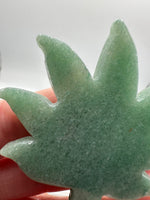 Green Aventurine Cannabis Leaf Carving #4