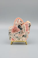 Rhodochrosite Slab #7 – Pink Banded Rhodochrosite with Black Matrix & Natural Cavities