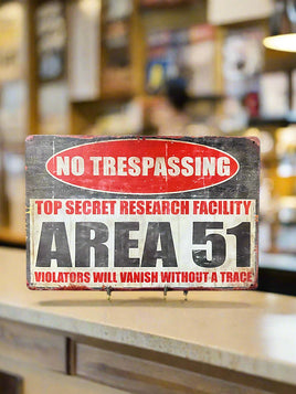 Area 51 No Trespassing Tin Sign