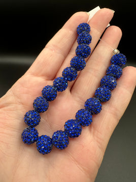 Royal Blue Rhinestone Pave Bead Strand – Graduated Sparkle Beads for Jewelry Making
