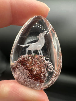 Beautiful Wolf Garden Quartz Inner Scene Carving with Rainbow #1