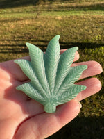 Green Aventurine Cannabis Leaf Carving #2