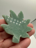 Green Aventurine Cannabis Leaf Carving #1