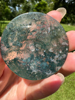 Moss Agate Polished Round Slice #7
