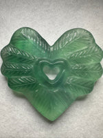Green Fluorite Decorative Carved Heart with Stand #3