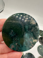 Moss Agate Round Polished Slices, Set of 3