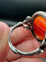 Vintage Style Carnelian Stainless Steel Adjustable Ring #6