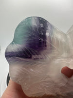 Rainbow Fluorite Decorative Carved Heart with Stand #2