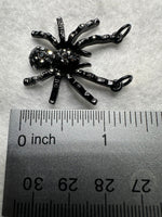 Black Rhinestone Spider Pendant Charm – Gothic Halloween Jewelry Making Supply