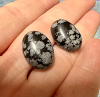 Snowflake Obsidian 18x13mm Oval Cabochon Pair