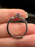 Natural Purple Garnet Adjustable Stainless Steel Ring – Faceted Gemstone Ring