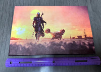 Mandalorian with Ship Framed Canvas Print